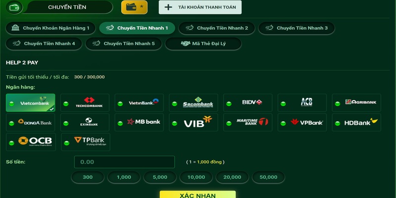 Nạp tiền bằng chuyển tiền trực tiếp