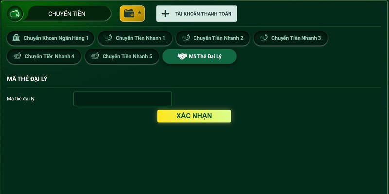 Nạp tiền bằng mã đại lý